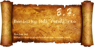 Beniczky Hófehérke névjegykártya